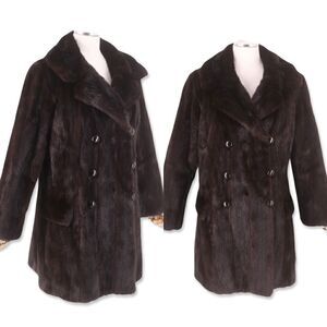 Mink fur coat by Pierre Cardin designer vintage 1970s Sz M rare